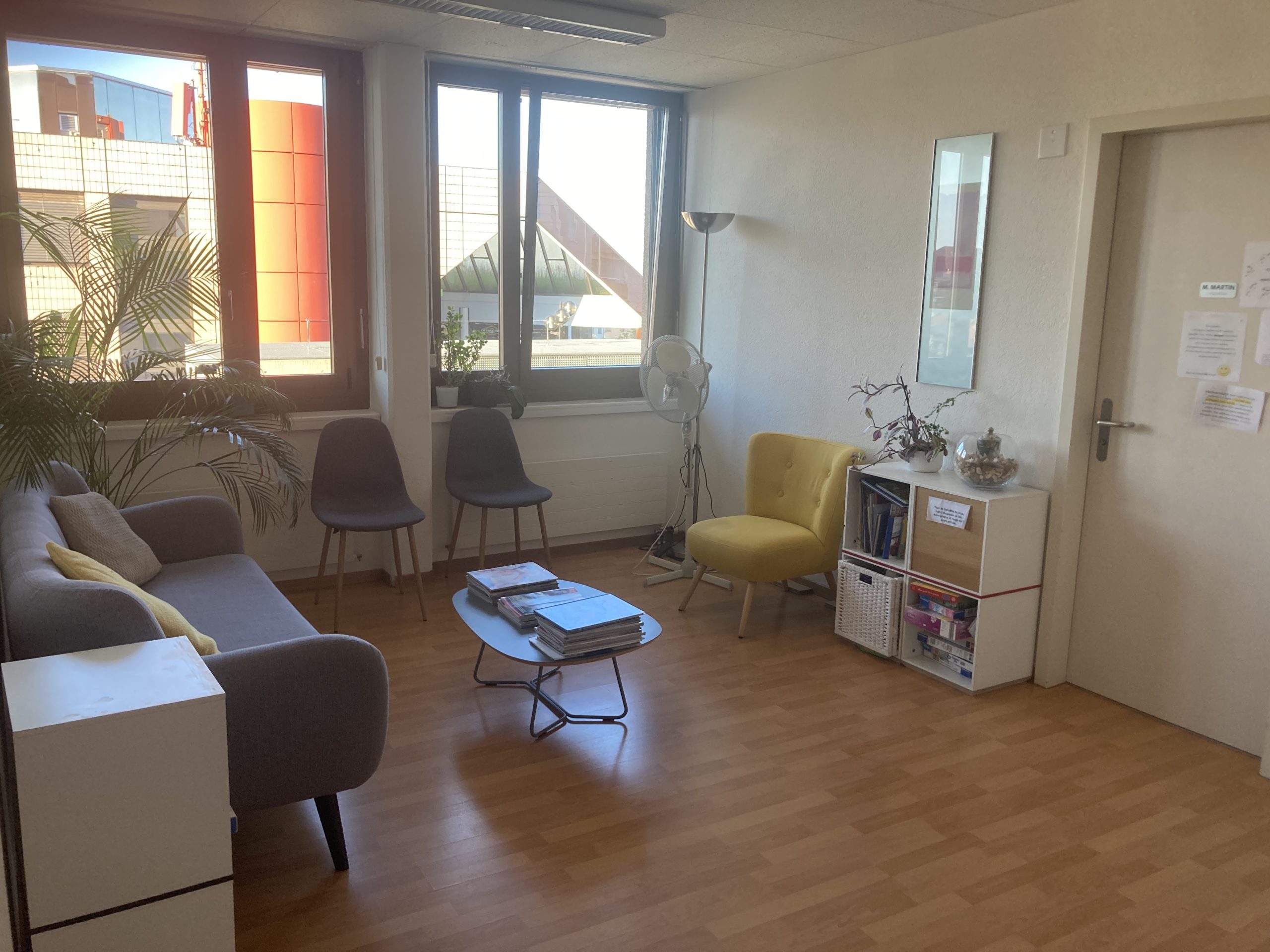Salle d'attente du cabinet HOMEOMED - Paola Orlando Place Neuve 1 à Pully - Vaud Suisse